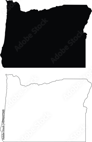Oregon state outline contour silhouette vector map