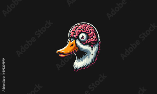 head duck with brain vector illustration logo design