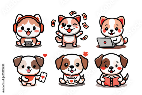 cute dog mascot set