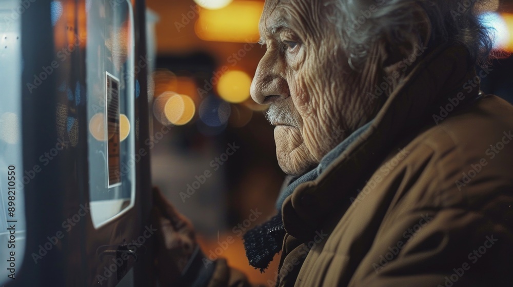 Obraz premium Old Man Looking Out Window