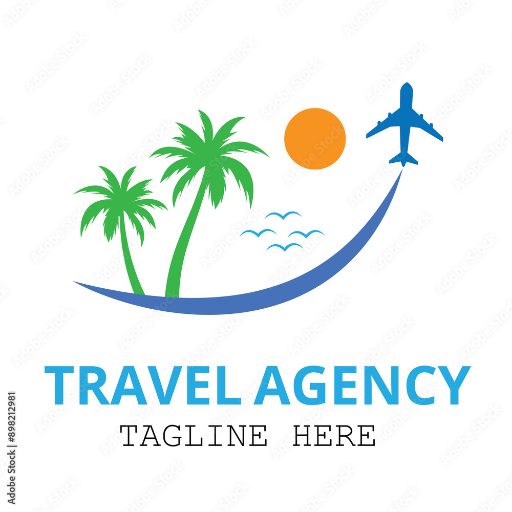 Naklejka premium Happy Smile Travel agent logo design. Vector illustration