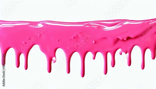 Pink slime dripping down in isolation on a white background, shown from above