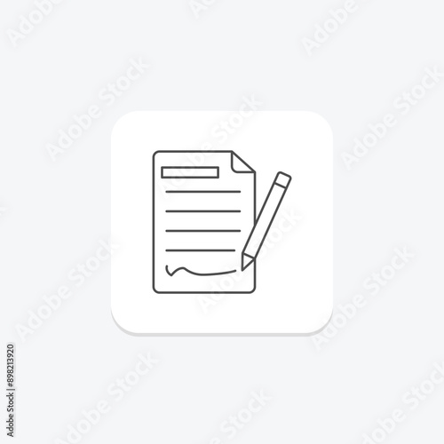 Contract thinline icon , vector, pixel perfect, illustrator file