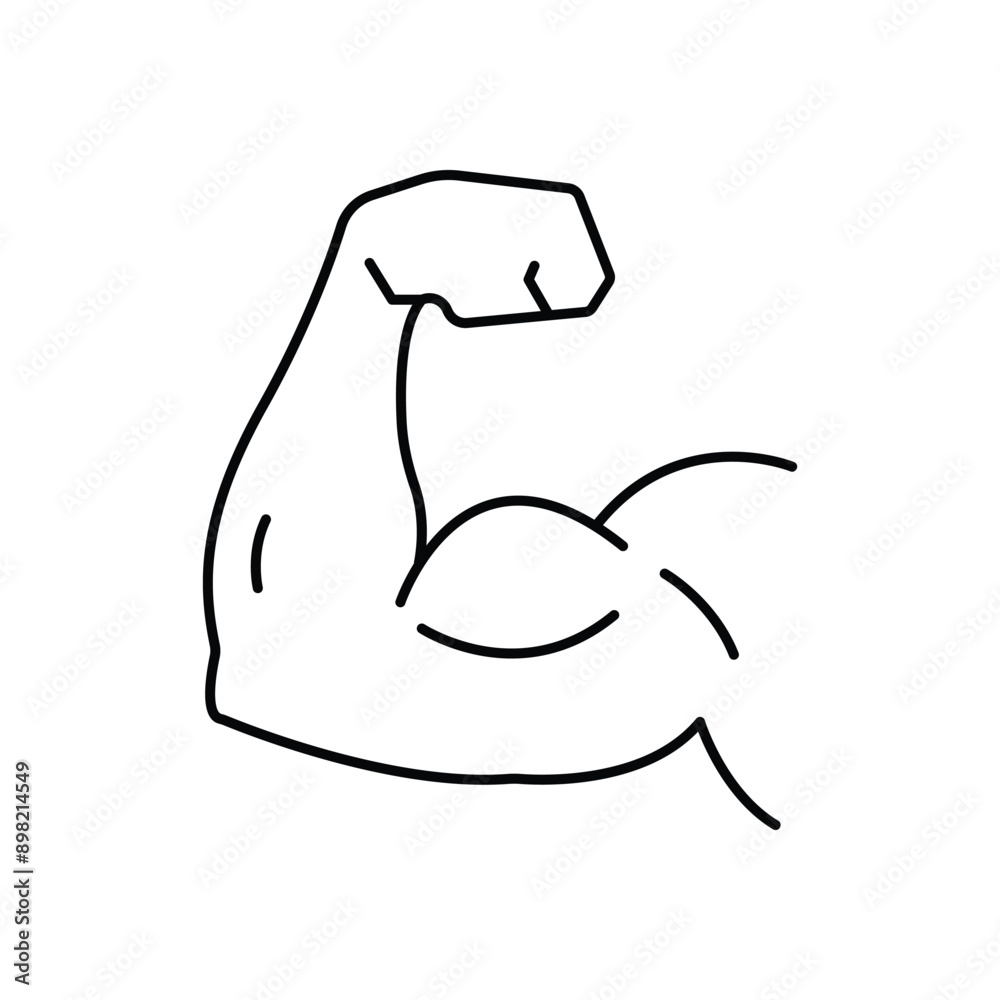 Strong hand line icon. Simple outline style. Muscle, arm, bicep, power, protein, man, strength, flex, human body concept. Vector illustration isolated on white background. Strong hand line icon. Simple outline style. Muscle, arm, bicep, power, protein, man, strength, flex, human body concept. Vector illustration isolated on white background.