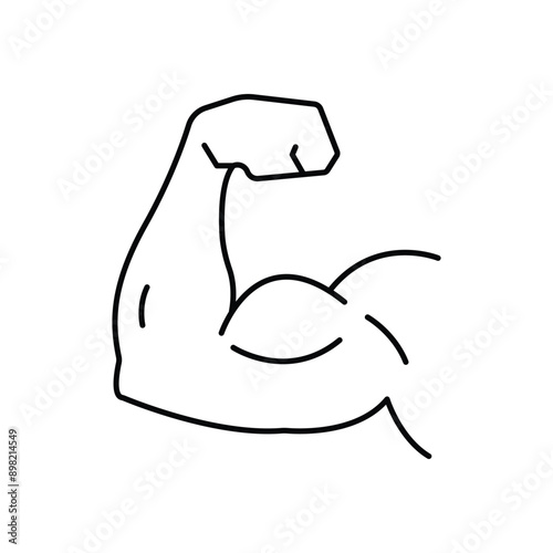 Strong hand line icon. Simple outline style. Muscle, arm, bicep, power, protein, man, strength, flex, human body concept. Vector illustration isolated on white background.