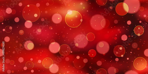 Elegant royal red and scarlet seamless background with bokeh effect and gradient mesh. Luxurious holiday wallpaper. Abstract vector illustration