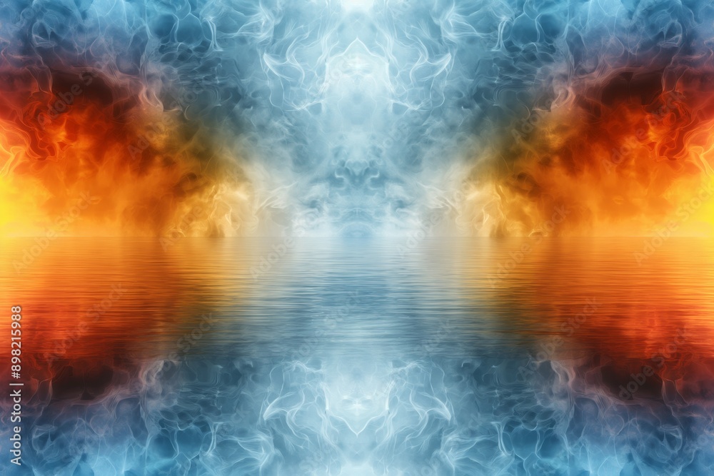 Fototapeta premium Abstract Fire and Ice Reflection
