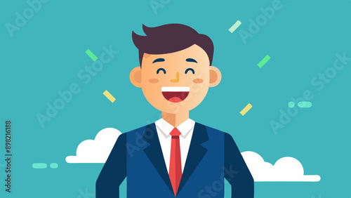 Happy Businessman due to profit in business vector art illustration