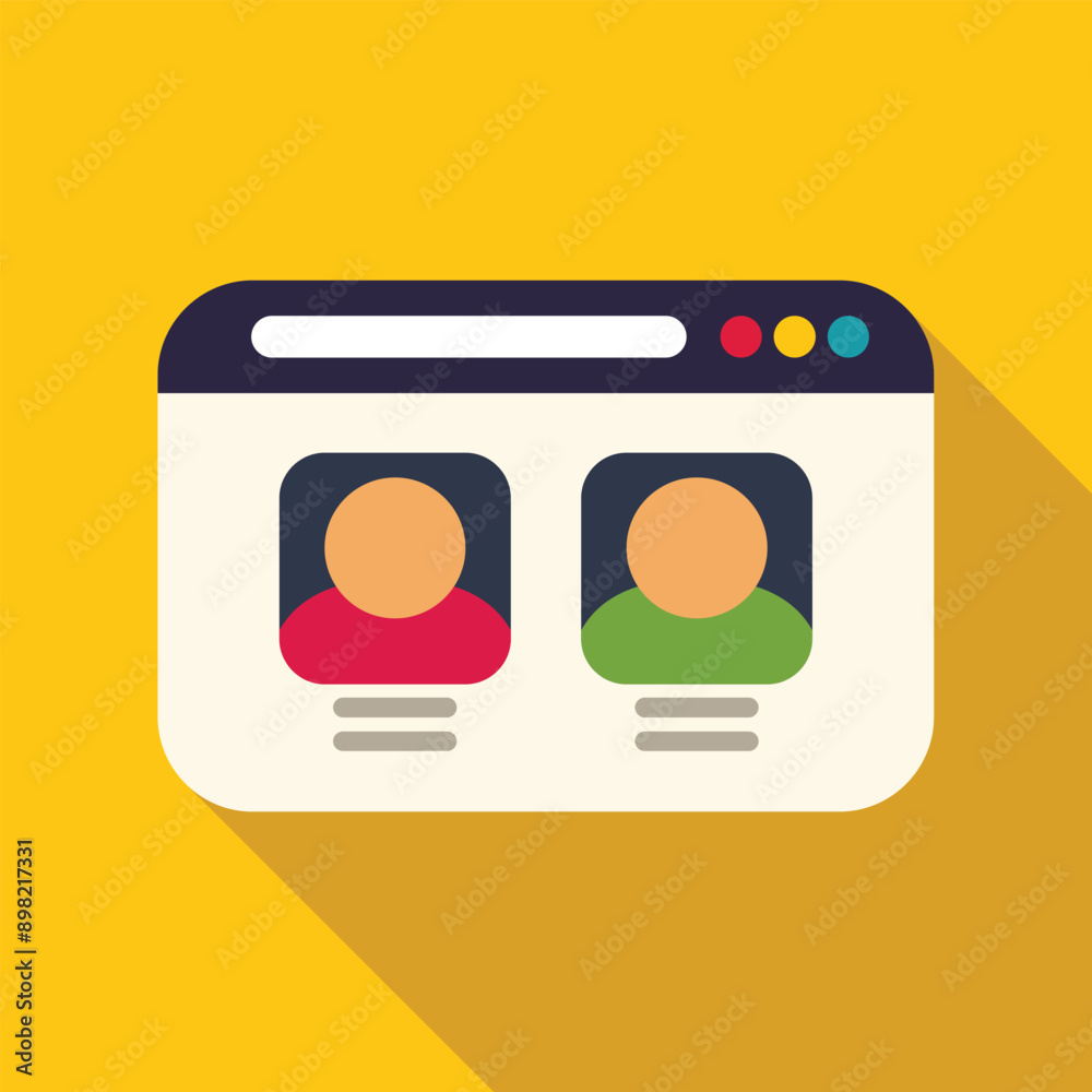Website showing user profiles with two people working online, concept for remote teamwork, online collaboration and social media Website showing user profiles with two people working online, concept for remote teamwork, online collaboration and social media