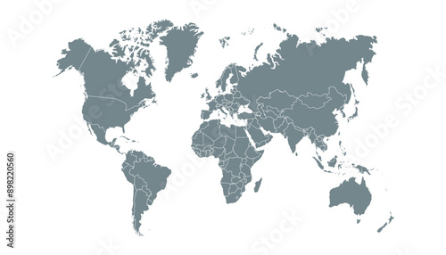 World map. Grey modern vector map. Silhouette map.