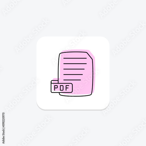 PDF File color shadow thinline icon , vector, pixel perfect, illustrator file