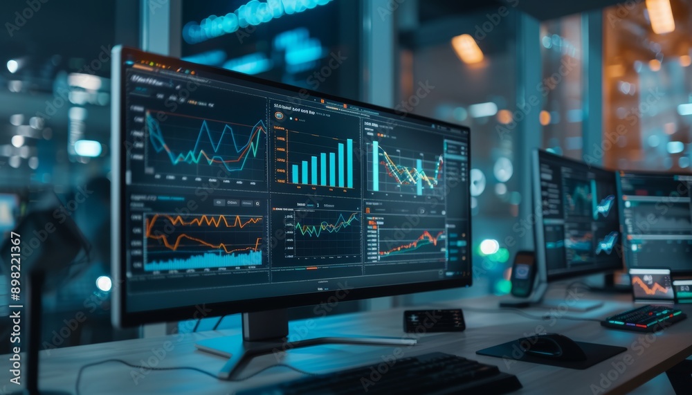 Big data technology in business finance analyzing sales, profits, and stock market trends Big data technology in business finance analyzing sales, profits, and stock market trends