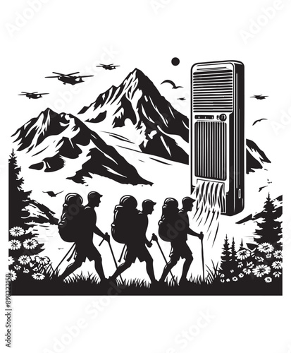 vector hiking vector art,graphics hikings icons set,vintage illustration hiking clipart,vector hikings flat style artwork design