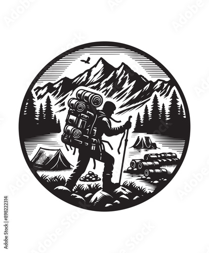 vector hiking vector art,graphics hikings icons set,vintage illustration hiking clipart,vector hikings flat style artwork design