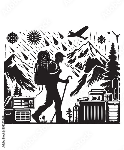 vector hiking vector art,graphics hikings icons set,vintage illustration hiking clipart,vector hikings flat style artwork design