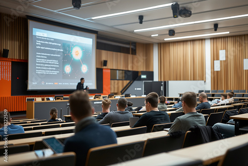 University lecture hall with professor