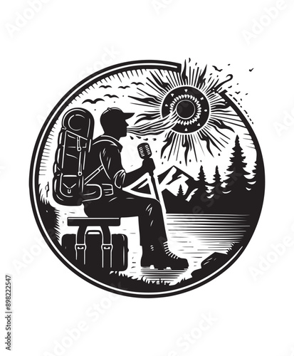 vector hiking vector art,graphics hikings icons set,vintage illustration hiking clipart,vector hikings flat style artwork design