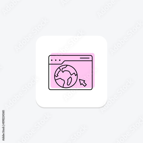 Internet browsing color shadow thinline icon , vector, pixel perfect, illustrator file