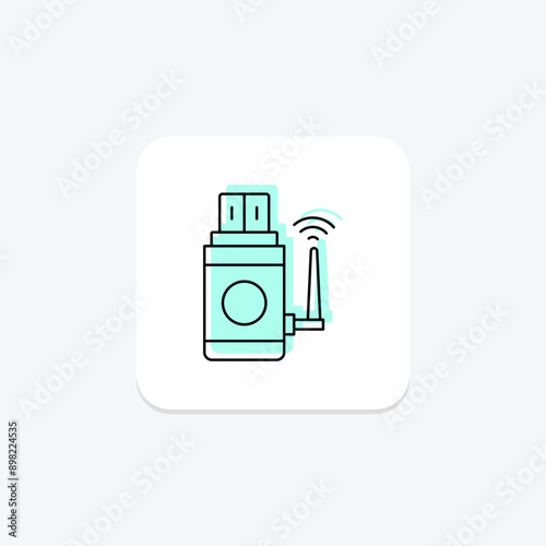 Wifi USB Adapter color shadow thinline icon , vector, pixel perfect, illustrator file