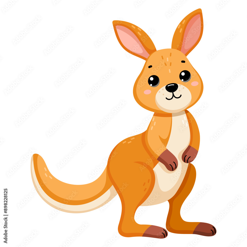 Cute African wild kangaroo in scandinavian style isolated on white background. Vector cartoon illustration for the design of textiles, posters, clothes. Cute African wild kangaroo in scandinavian style isolated on white background. Vector cartoon illustration for the design of textiles, posters, clothes.