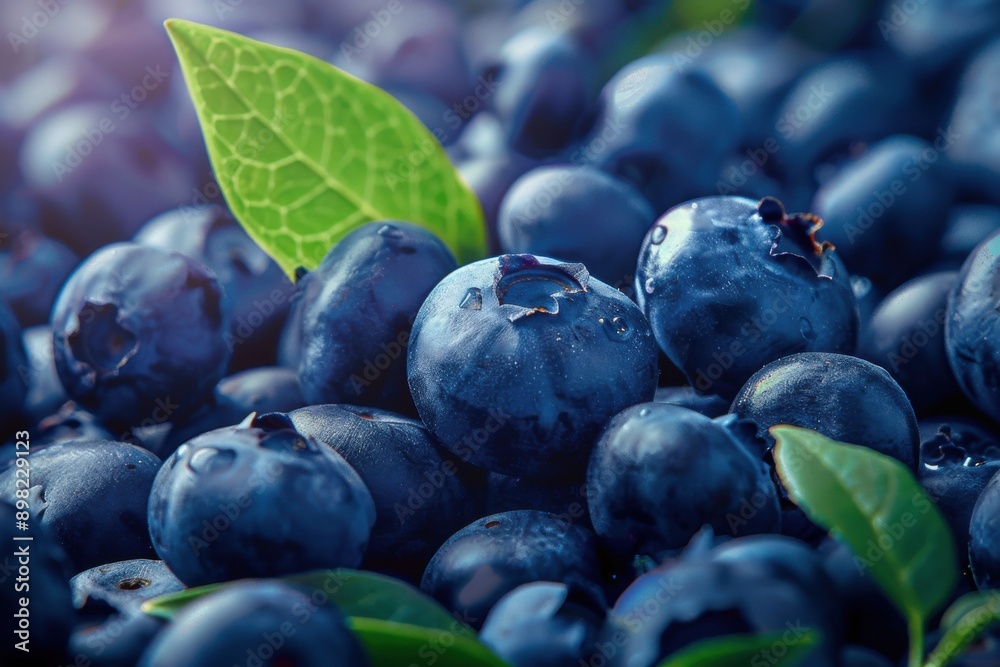 Fototapeta premium Blueberries. Fresh Ripe Blueberries on Blueberry Background
