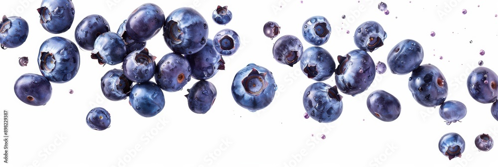 Blueberry - Falling Fresh Blueberries Isolated on White Background