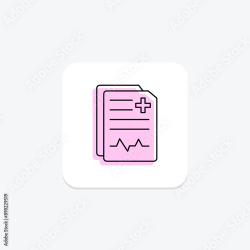 Medical Report color shadow thinline icon , vector, pixel perfect, illustrator file