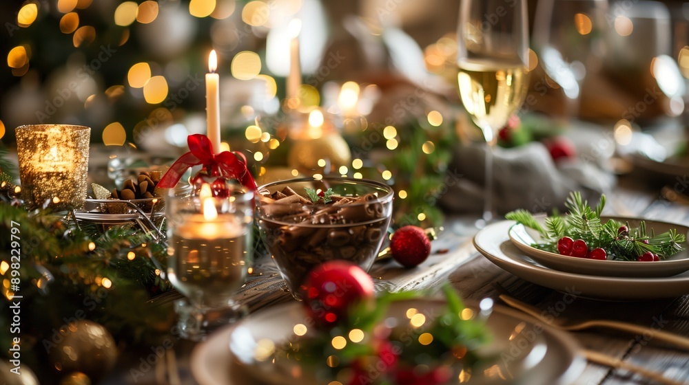 Christmas meal, served on the table with decoration christmas Christmas meal, served on the table with decoration christmas