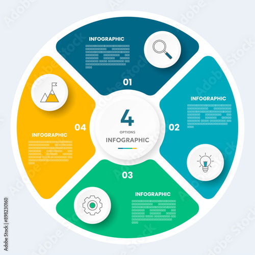 Circle chart infographic template with 4 options for presentations