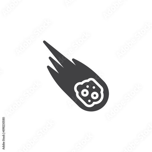 Comet or asteroid with fire trail vector icon