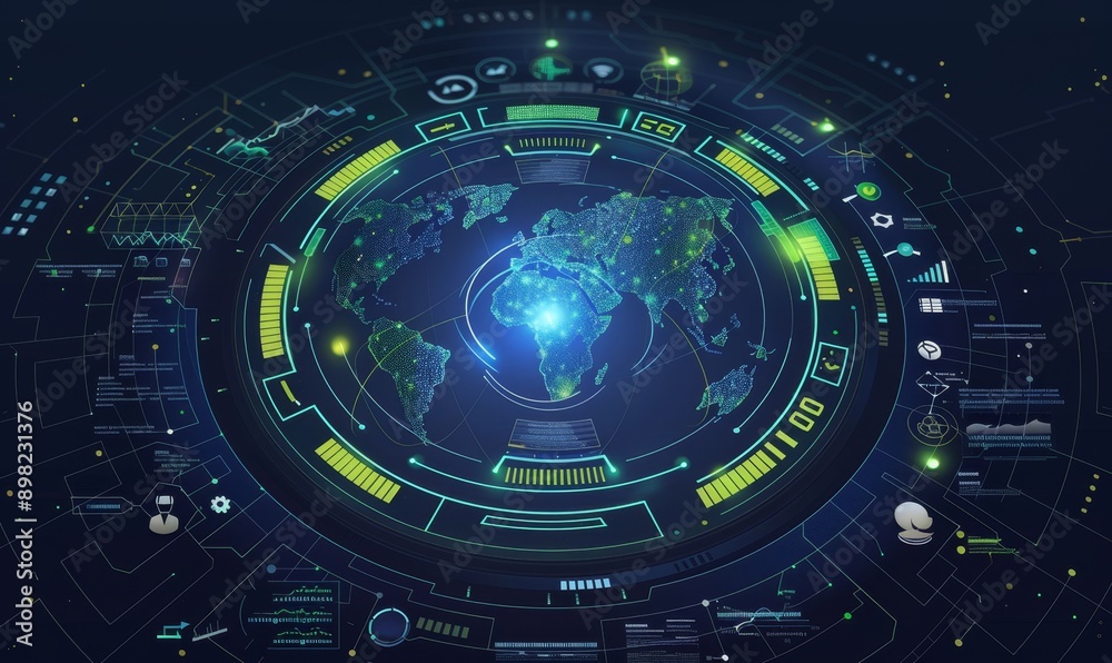 Background with futuristic HUD. Technology interface for information visualization Background with futuristic HUD. Technology interface for information visualization