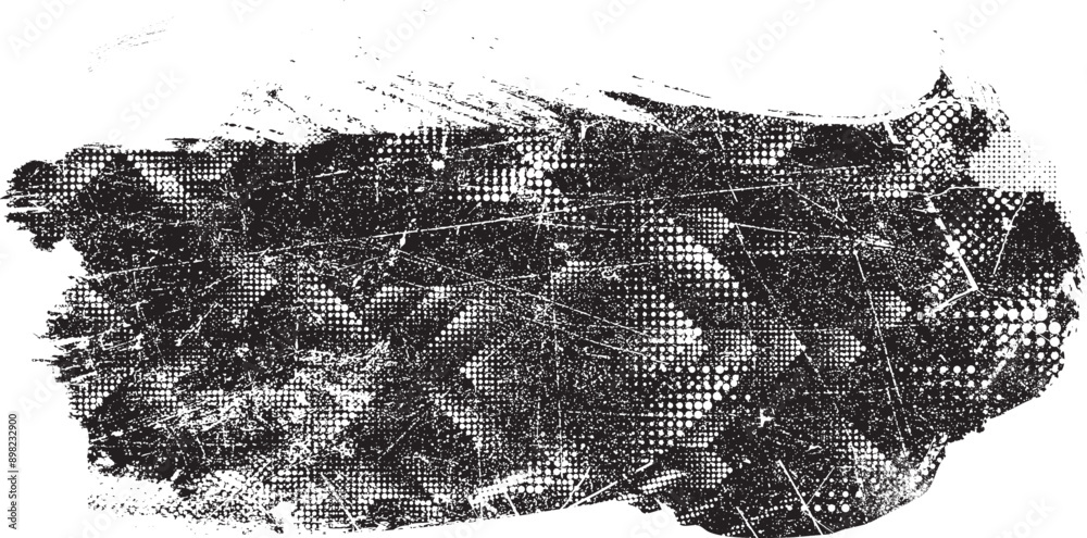 Obraz premium Glitch distorted grange shape . Noise grungy logo . Trendy defect error shapes . Glitched frame .Grunge textured . Distressed effect .Vector shapes