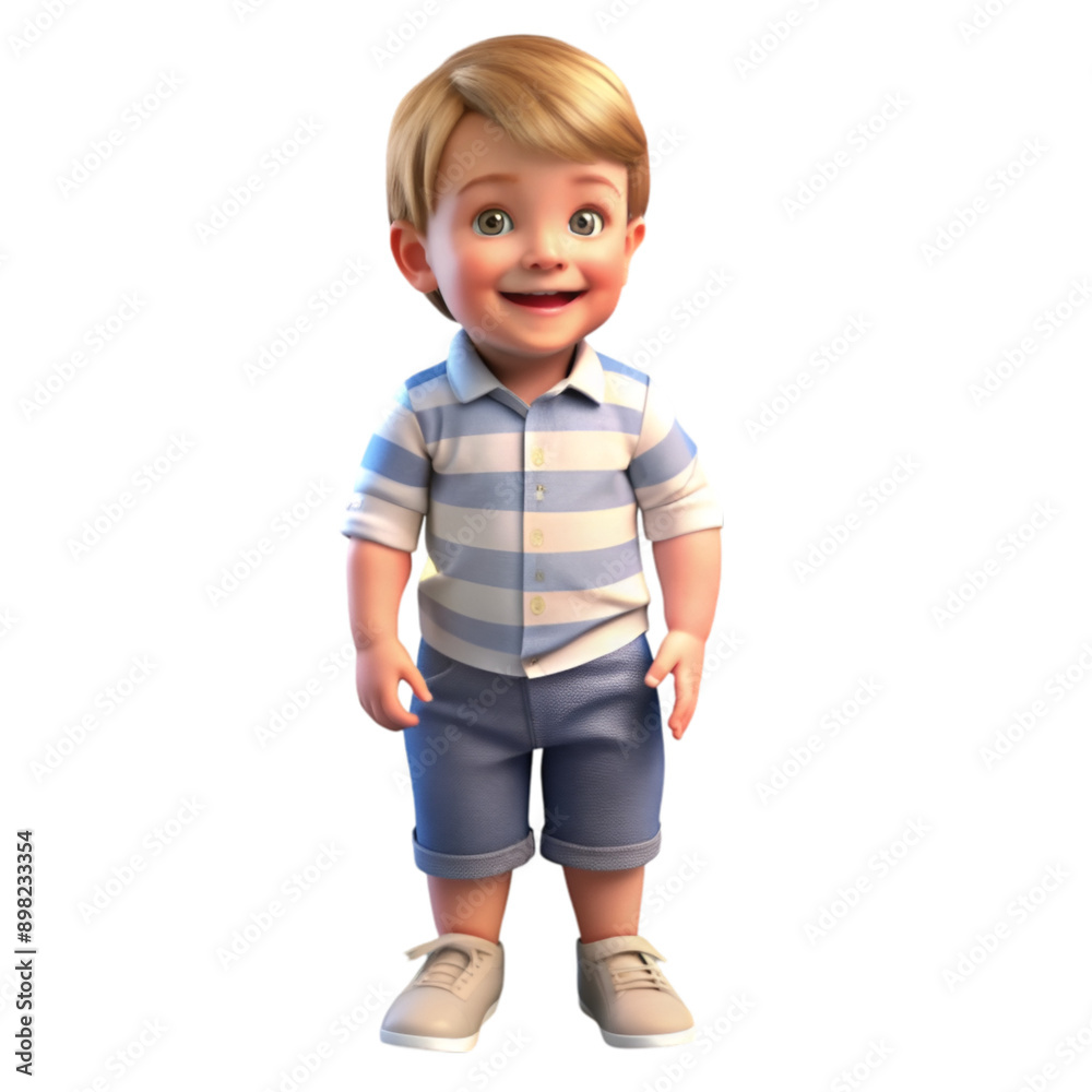 3d rendering of a toddler boy standing and smiling 3d rendering of a toddler boy standing and smiling