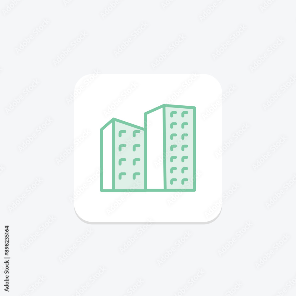 Skyscraper duotone line icon , vector, pixel perfect, illustrator file