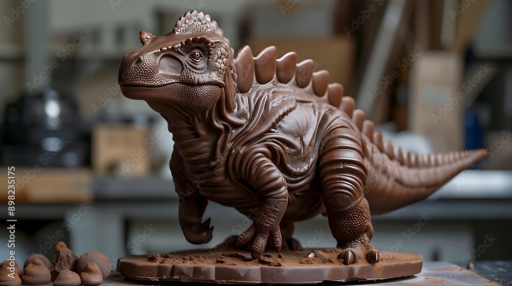 Chocolate dinosaur statue with realistic scales Chocolate dinosaur statue with realistic scales