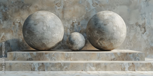 abstract minimalist shapes that play with the concept of weight and mass. photo