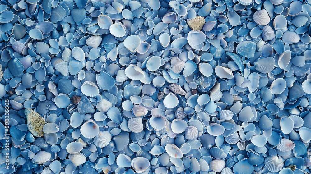 A solid blue background formed by thousands of tiny seashells, macro view A solid blue background formed by thousands of tiny seashells, macro view