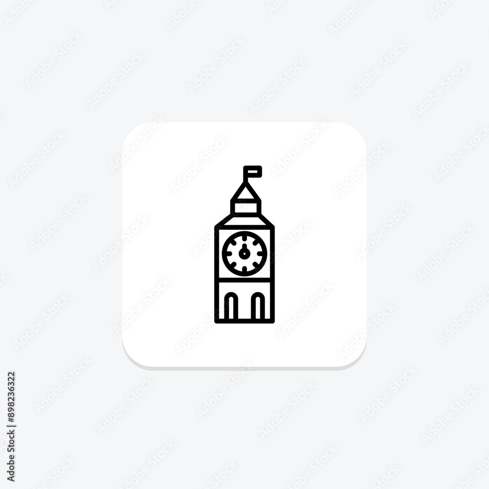 Clock Tower line icon , vector, pixel perfect, illustrator file Clock Tower line icon , vector, pixel perfect, illustrator file