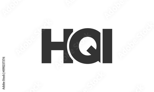 HQI logo design template with strong and modern bold text. Initial based vector logotype featuring simple and minimal typography. Trendy company identity.