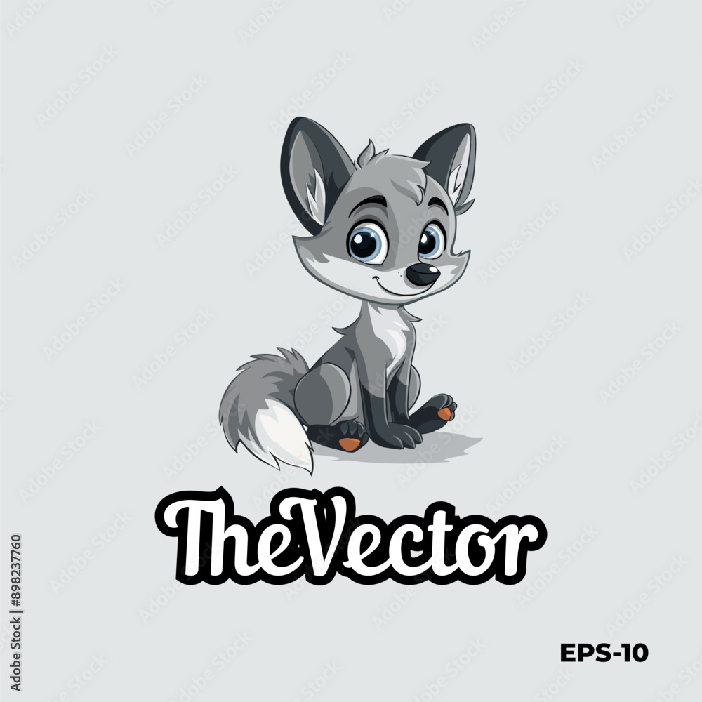 Monochrome cute wolf logo, vector, mascot, character, cartoon, illustration Monochrome cute wolf logo, vector, mascot, character, cartoon, illustration