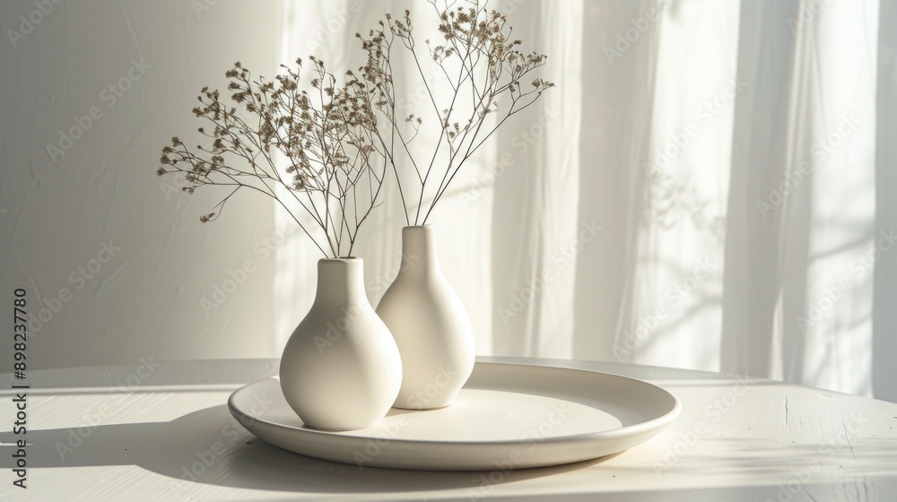 White Vases on White Plate White Vases on White Plate