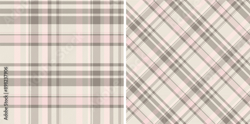 Tartan fabric vector of background check seamless with a textile texture plaid pattern. Set in cream colors for geometric unique identity design.