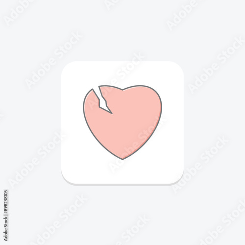 Self Broken Heart lineal color icon , vector, pixel perfect, illustrator file