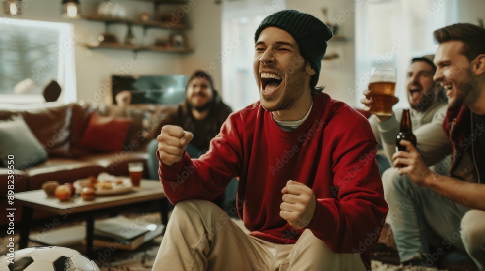 The friends watching football