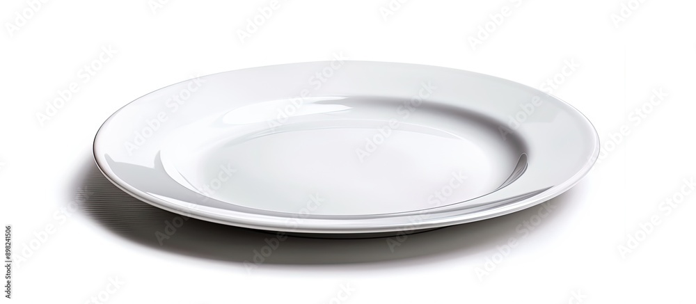 Ceramic plate with empty white center on white backdrop with clipping path for copy space image Ceramic plate with empty white center on white backdrop with clipping path for copy space image
