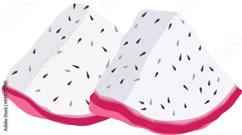 Dragon Fruits Slices Illustration
