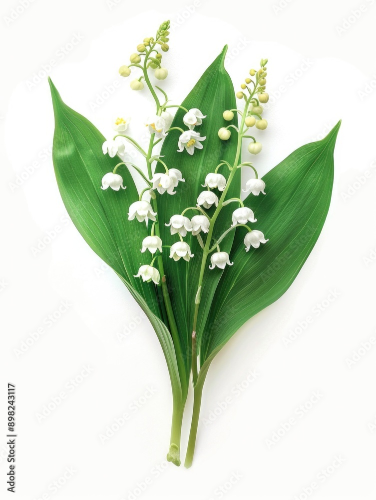 Fototapeta premium A bouquet of white flowers sits atop a fresh green leaf, ideal for using in botanical or floral designs
