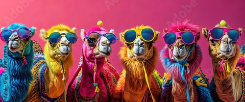 Obraz na płótnie Funky Camels in Sunglasses w salonie