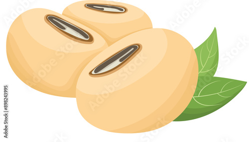 Soybeans Seeds with Leaves Illustration