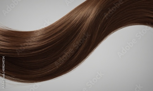 Brown hair flowing in a wave on a grey background